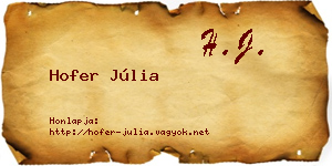 Hofer Júlia névjegykártya